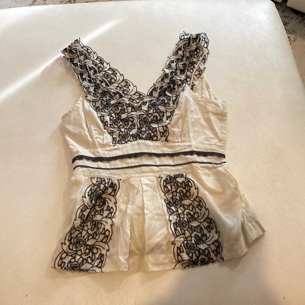 Anthropologie Floreat sleeveless embroidered lace blouse